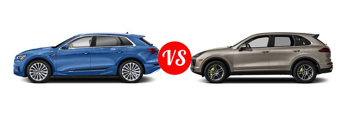 2019 Audi e-tron SUV Electric Premium Plus / Prestige vs. 2018 Porsche Cayenne SUV Hybrid S E-Hybrid / S Platinum Edition E-Hybrid - Side Comparison