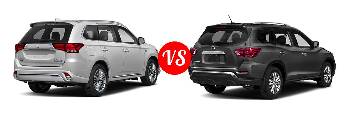 2019 Mitsubishi Outlander PHEV SUV PHEV GT / SEL vs. 2019 Nissan Pathfinder SUV S - Rear Right Comparison