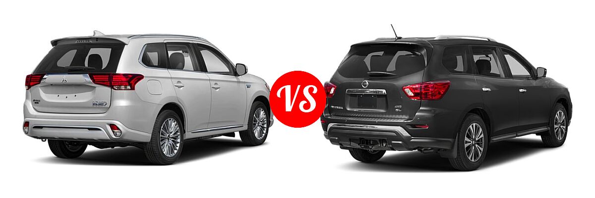 2019 Mitsubishi Outlander PHEV SUV PHEV GT / SEL vs. 2019 Nissan Pathfinder SUV SL / SV - Rear Right Comparison