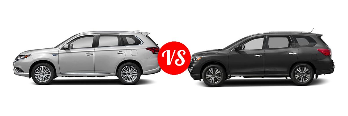 2019 Mitsubishi Outlander PHEV SUV PHEV GT / SEL vs. 2019 Nissan Pathfinder SUV SL / SV - Side Comparison
