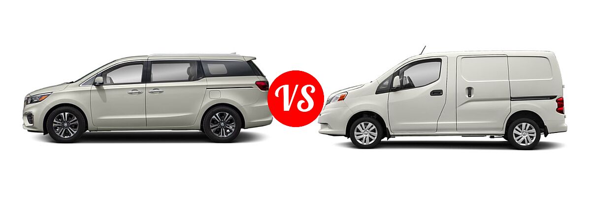 2019 Kia Sedona Minivan SX vs. 2019 Nissan NV200 Minivan S / SV - Side Comparison