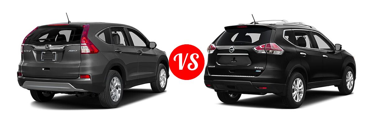 2016 Honda CR-V SUV EX vs. 2016 Nissan Rogue SUV S / SV - Rear Right Comparison