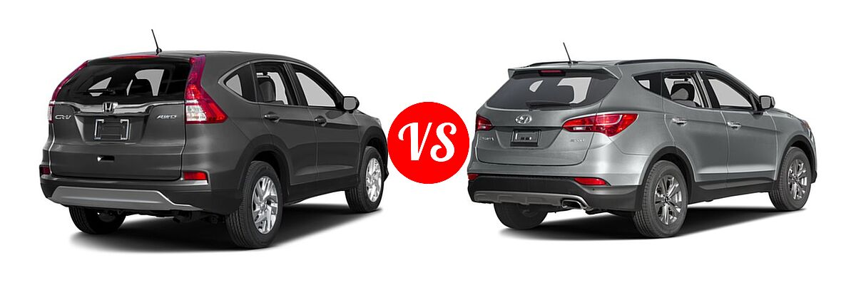 2016 Honda CR-V SUV EX vs. 2016 Hyundai Santa Fe Sport SUV AWD 4dr 2.4 - Rear Right Comparison