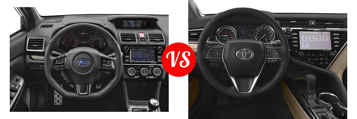 2018 Subaru WRX Sedan Manual vs. 2018 Toyota Camry Hybrid Sedan Hybrid LE / Hybrid SE / Hybrid XLE - Dashboard Comparison