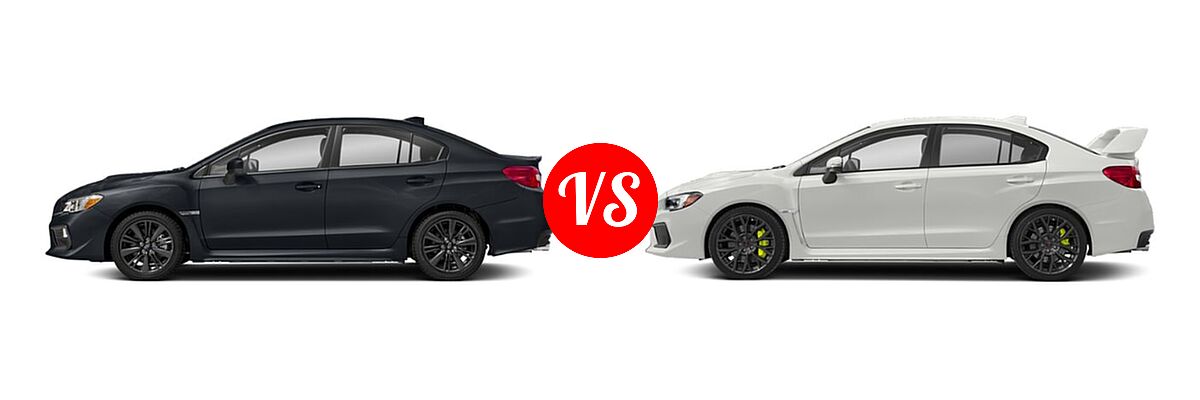 2018 Subaru WRX Sedan Manual vs. 2018 Subaru WRX STI Sedan STI - Side Comparison