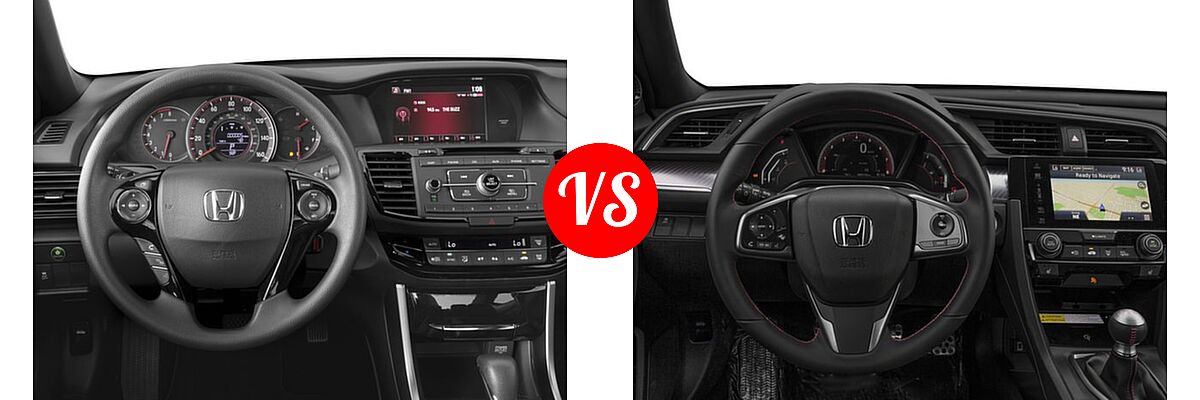 2017 Honda Accord Coupe LX-S vs. 2017 Honda Civic Coupe Si - Dashboard Comparison