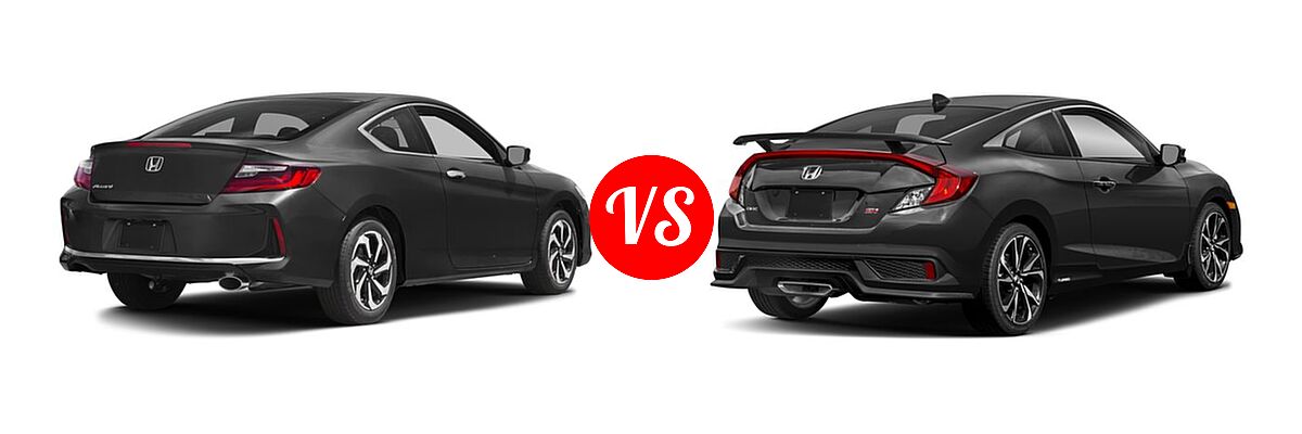 2017 Honda Accord Coupe LX-S vs. 2017 Honda Civic Coupe Si - Rear Right Comparison