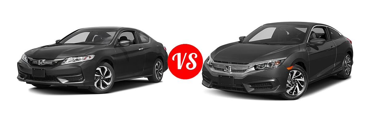 2017 Honda Accord Coupe LX-S vs. 2017 Honda Civic Coupe LX-P - Front Left Comparison