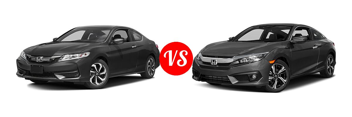 2017 Honda Accord Coupe LX-S vs. 2017 Honda Civic Coupe Touring - Front Left Comparison