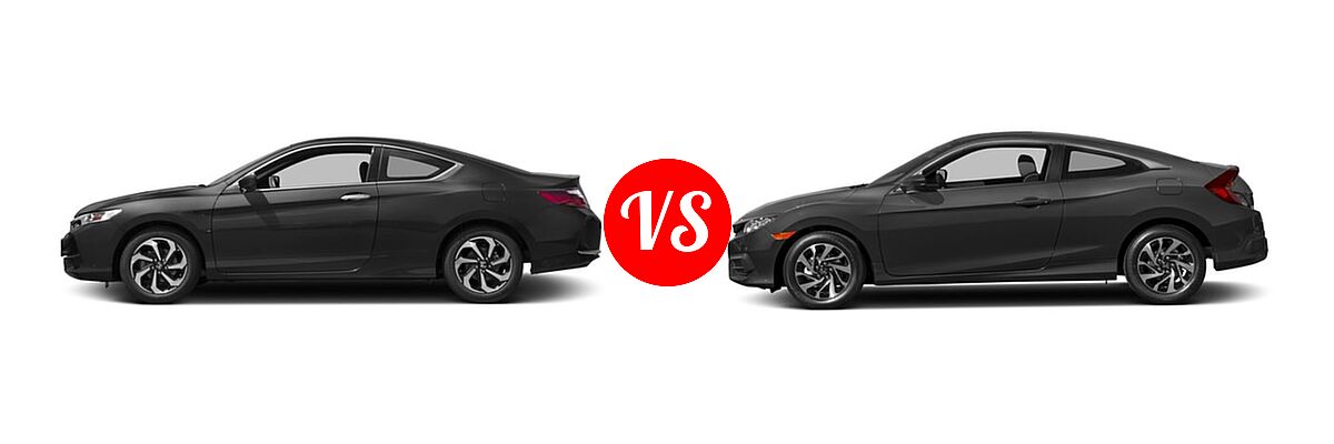 2017 Honda Accord Coupe LX-S vs. 2017 Honda Civic Coupe LX-P - Side Comparison