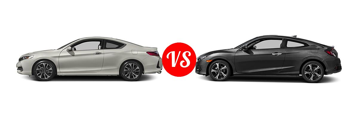 2017 Honda Accord Coupe EX-L V6 vs. 2017 Honda Civic Coupe Touring - Side Comparison