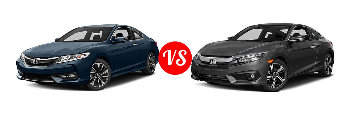 2017 Honda Accord Coupe EX-L V6 vs. 2017 Honda Civic Coupe Touring - Front Left Comparison