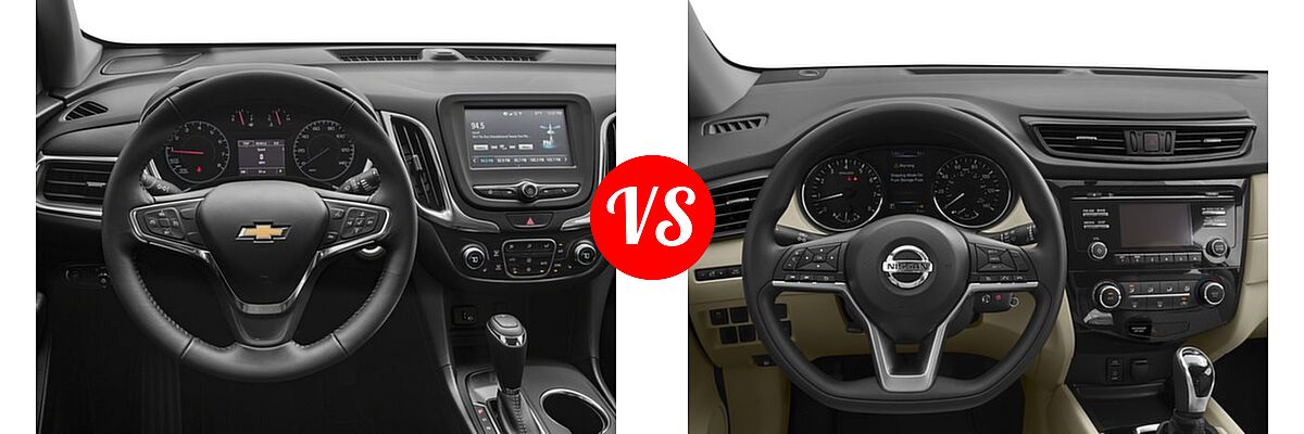 2018 Chevrolet Equinox SUV LT vs. 2018 Nissan Rogue SUV S / SV - Dashboard Comparison