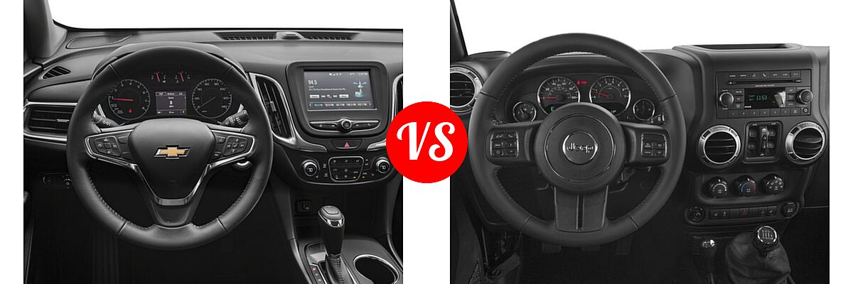 2018 Chevrolet Equinox SUV Diesel LT vs. 2018 Jeep Wrangler JK SUV Altitude / Sahara - Dashboard Comparison