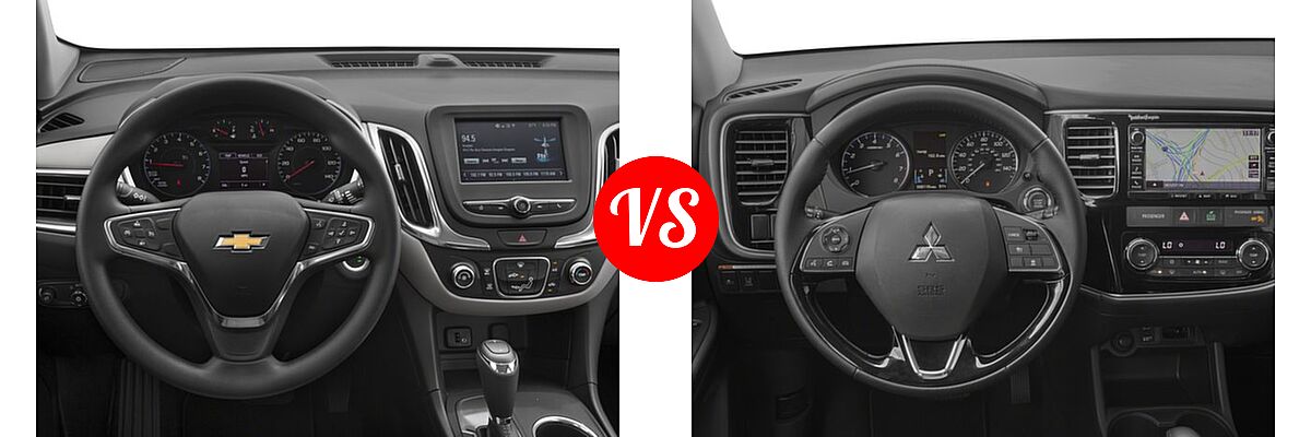 2018 Chevrolet Equinox SUV L / LS vs. 2018 Mitsubishi Outlander SUV LE / SEL - Dashboard Comparison