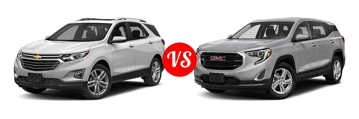 2018 Chevrolet Equinox SUV Diesel Premier vs. 2018 GMC Terrain SUV SL / SLE - Front Left Comparison