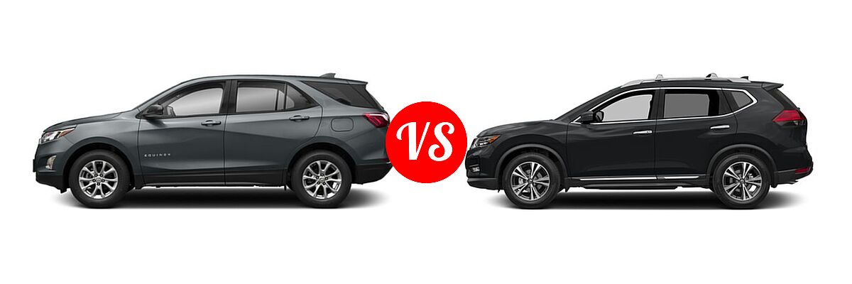 2018 Chevrolet Equinox SUV L / LS vs. 2018 Nissan Rogue SUV SL - Side Comparison