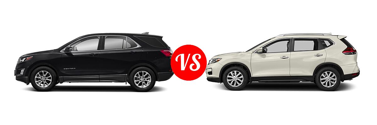2018 Chevrolet Equinox SUV LT vs. 2018 Nissan Rogue SUV S / SV - Side Comparison