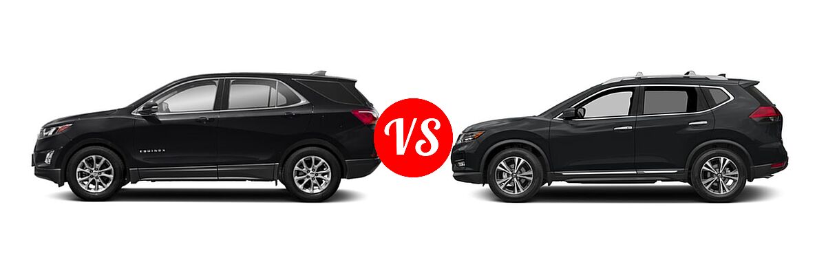 2018 Chevrolet Equinox SUV LT vs. 2018 Nissan Rogue SUV SL - Side Comparison