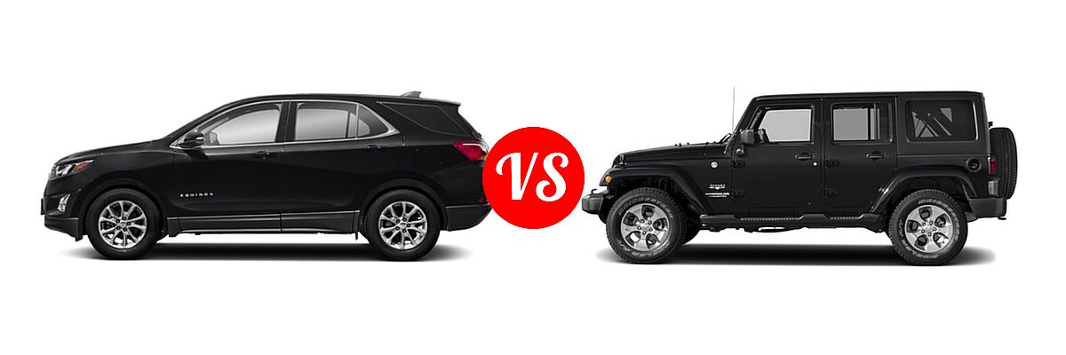 2018 Chevrolet Equinox SUV Diesel LT vs. 2018 Jeep Wrangler JK SUV Altitude / Sahara - Side Comparison