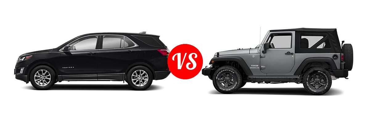 2018 Chevrolet Equinox SUV Diesel LT vs. 2018 Jeep Wrangler JK SUV Freedom Edition / Sport / Sport S / Willys Wheeler / Willys Wheeler W - Side Comparison