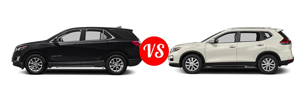 2018 Chevrolet Equinox SUV LT vs. 2018 Nissan Rogue SUV S / SV - Side Comparison