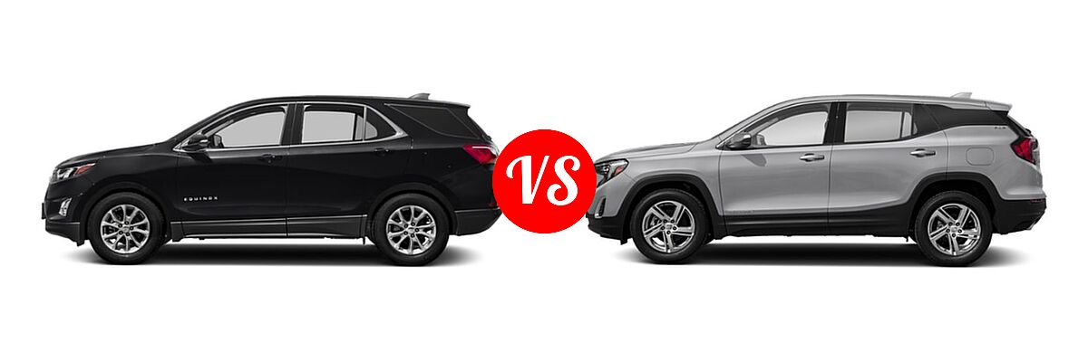 2018 Chevrolet Equinox SUV Diesel LT vs. 2018 GMC Terrain SUV SL / SLE - Side Comparison