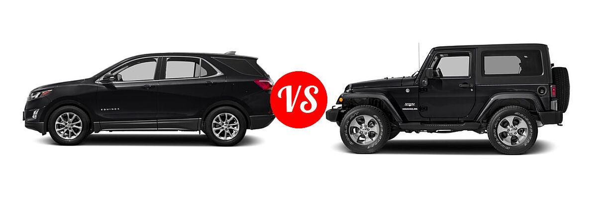 2018 Chevrolet Equinox SUV Diesel LT vs. 2018 Jeep Wrangler JK SUV Altitude / Sahara - Side Comparison