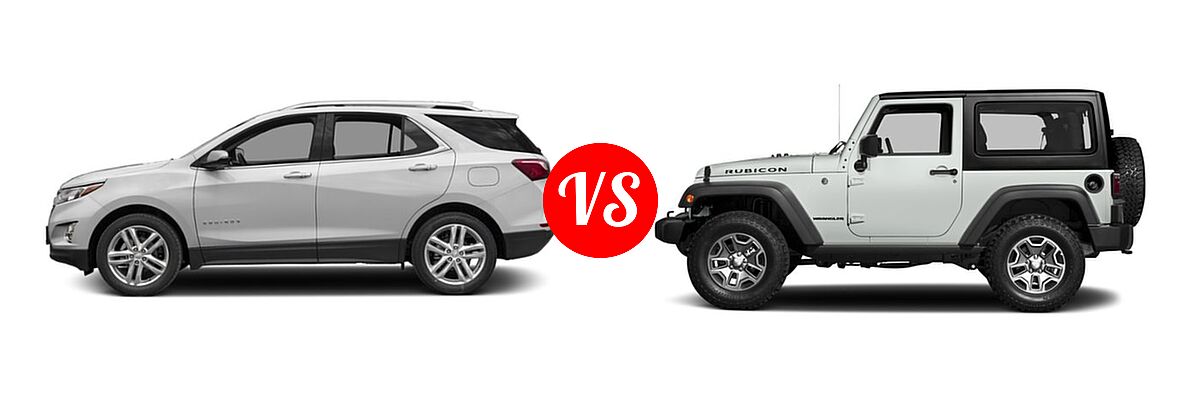 2018 Chevrolet Equinox SUV Diesel Premier vs. 2018 Jeep Wrangler JK SUV Rubicon / Rubicon Recon - Side Comparison