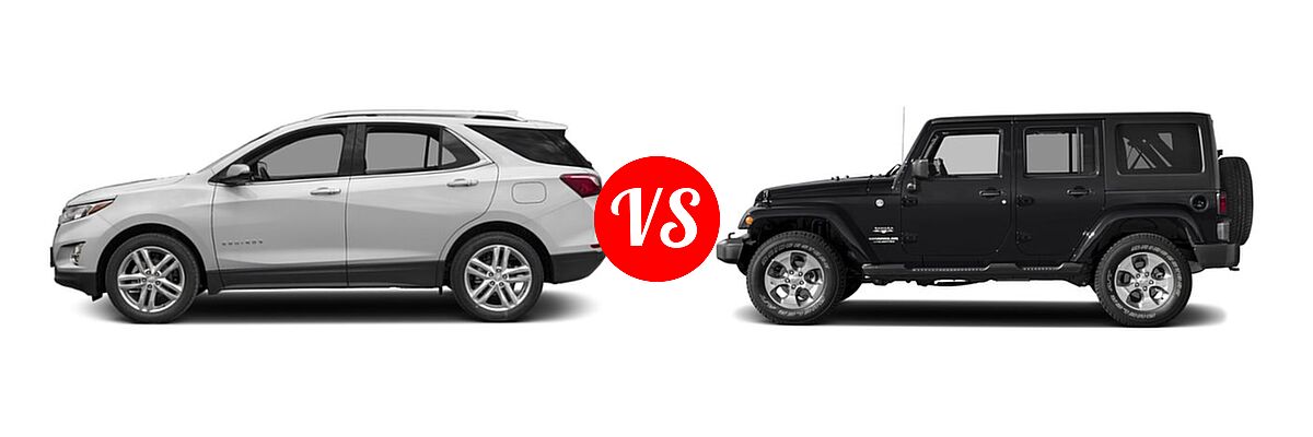 2018 Chevrolet Equinox SUV Diesel Premier vs. 2018 Jeep Wrangler JK SUV Altitude / Sahara - Side Comparison