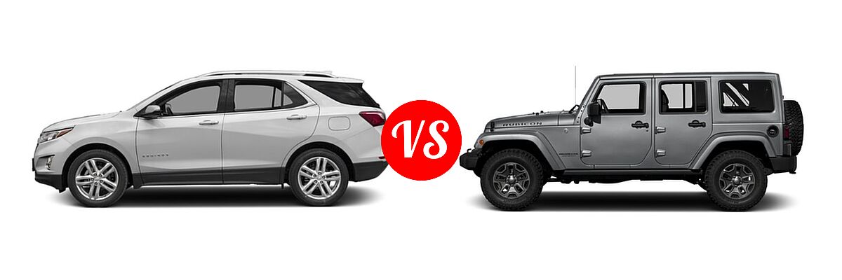 2018 Chevrolet Equinox SUV Diesel Premier vs. 2018 Jeep Wrangler JK SUV Rubicon / Rubicon Recon - Side Comparison