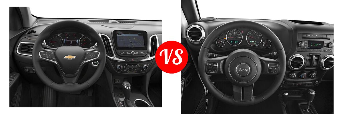 2018 Chevrolet Equinox SUV Diesel Premier vs. 2018 Jeep Wrangler JK SUV Rubicon / Rubicon Recon - Dashboard Comparison