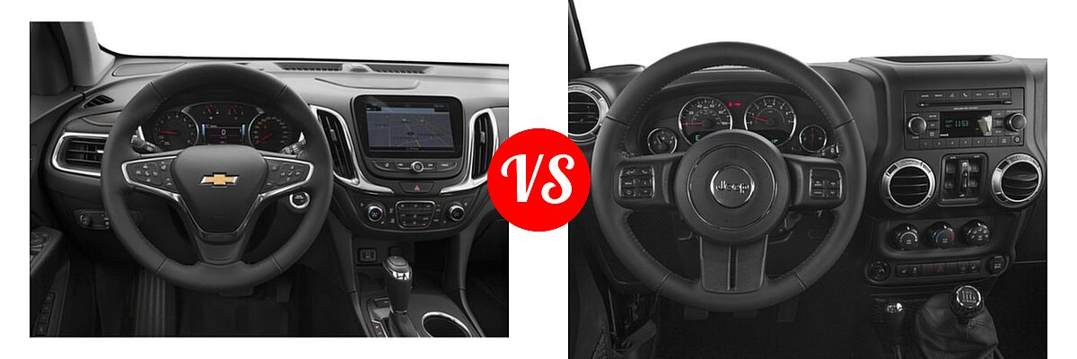 2018 Chevrolet Equinox SUV Diesel Premier vs. 2018 Jeep Wrangler JK SUV Altitude / Sahara - Dashboard Comparison