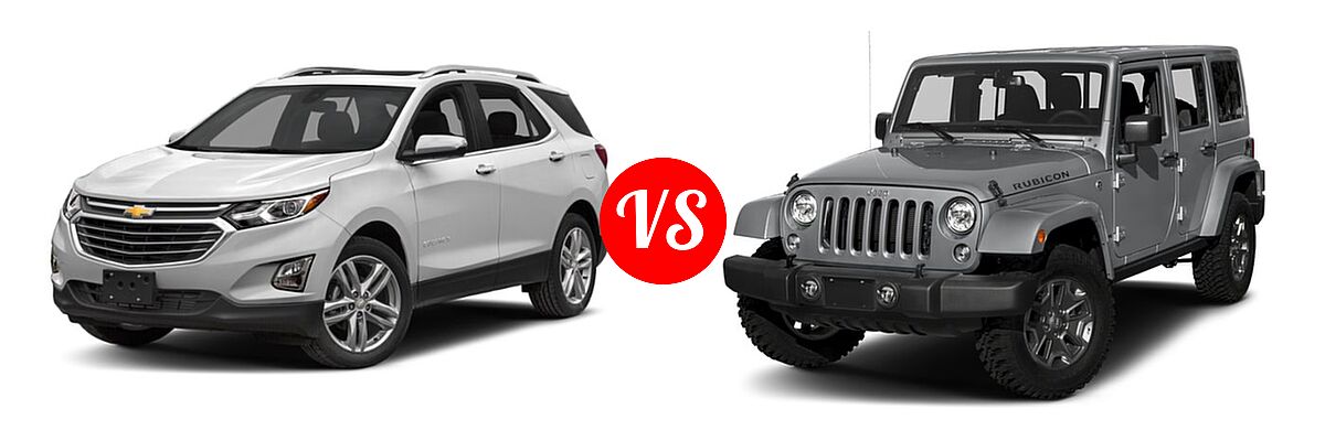 2018 Chevrolet Equinox SUV Diesel Premier vs. 2018 Jeep Wrangler JK SUV Rubicon / Rubicon Recon - Front Left Comparison