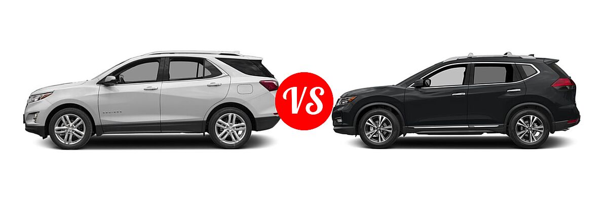 2018 Chevrolet Equinox SUV Premier vs. 2018 Nissan Rogue SUV SL - Side Comparison
