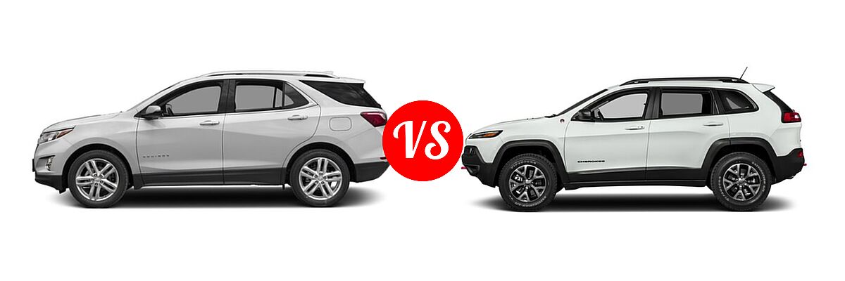 2018 Chevrolet Equinox SUV Premier vs. 2018 Jeep Cherokee SUV Trailhawk - Side Comparison