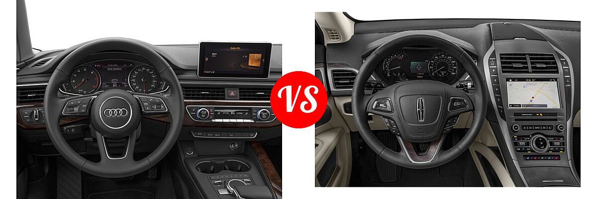 2018 Audi A4 Sedan Premium / Premium Plus / Prestige vs. 2019 Lincoln MKZ Sedan AWD / FWD / Reserve I / Reserve II - Dashboard Comparison