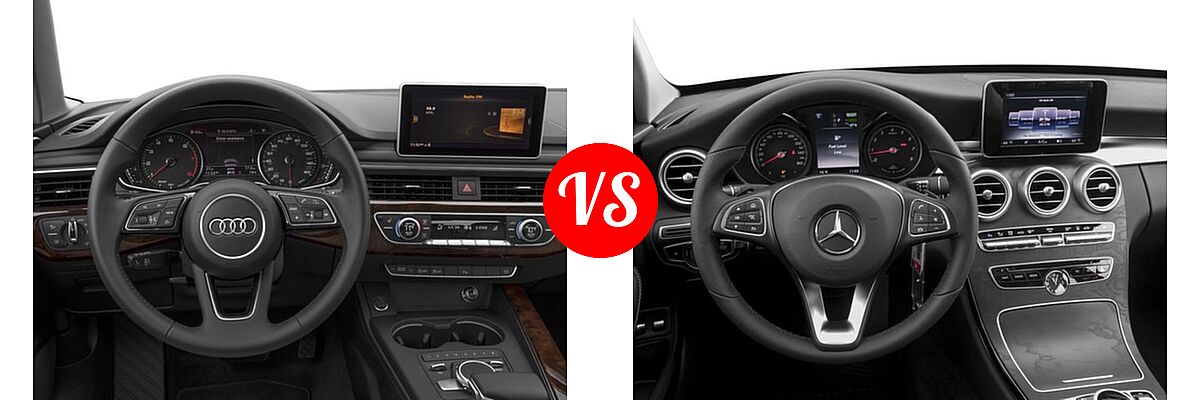 2018 Audi A4 Sedan Premium / Premium Plus / Prestige vs. 2018 Mercedes-Benz C-Class Sedan Hybrid C 350e - Dashboard Comparison