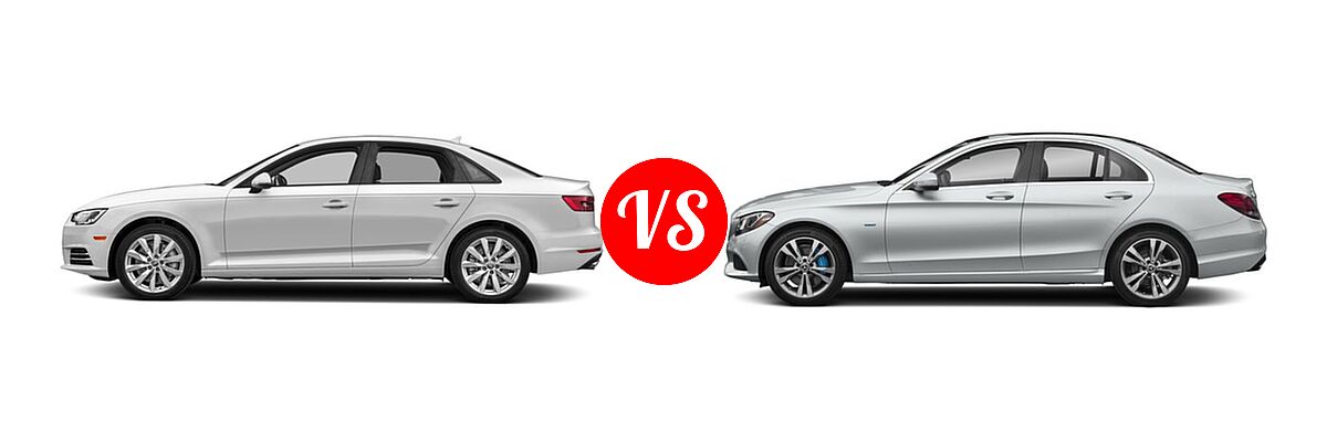 2018 Audi A4 Sedan Premium / Premium Plus / Prestige vs. 2018 Mercedes-Benz C-Class Sedan Hybrid C 350e - Side Comparison