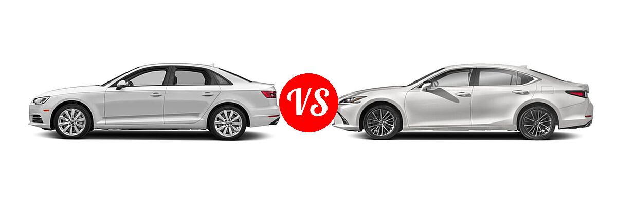 2018 Audi A4 Sedan Premium / Premium Plus / Prestige vs. 2022 Lexus ES 350 Sedan ES 350 / ES 350 Luxury / ES 350 Ultra Luxury - Side Comparison