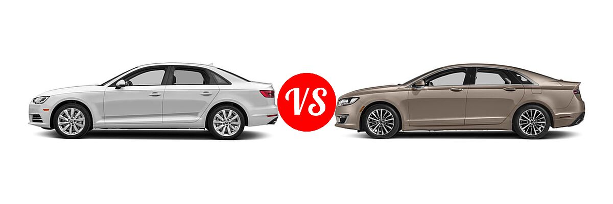 2018 Audi A4 Sedan Premium / Premium Plus / Prestige vs. 2018 Lincoln MKZ Sedan Hybrid Hybrid Black Label / Hybrid Premiere / Hybrid Reserve / Hybrid Select - Side Comparison