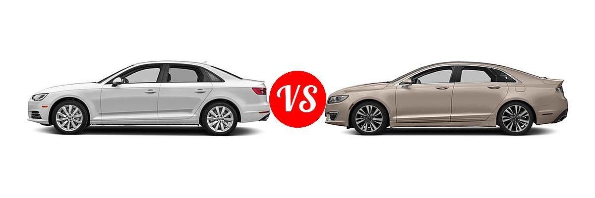 2018 Audi A4 Sedan Premium / Premium Plus / Prestige vs. 2018 Lincoln MKZ Sedan Black Label / Premiere / Reserve / Select - Side Comparison