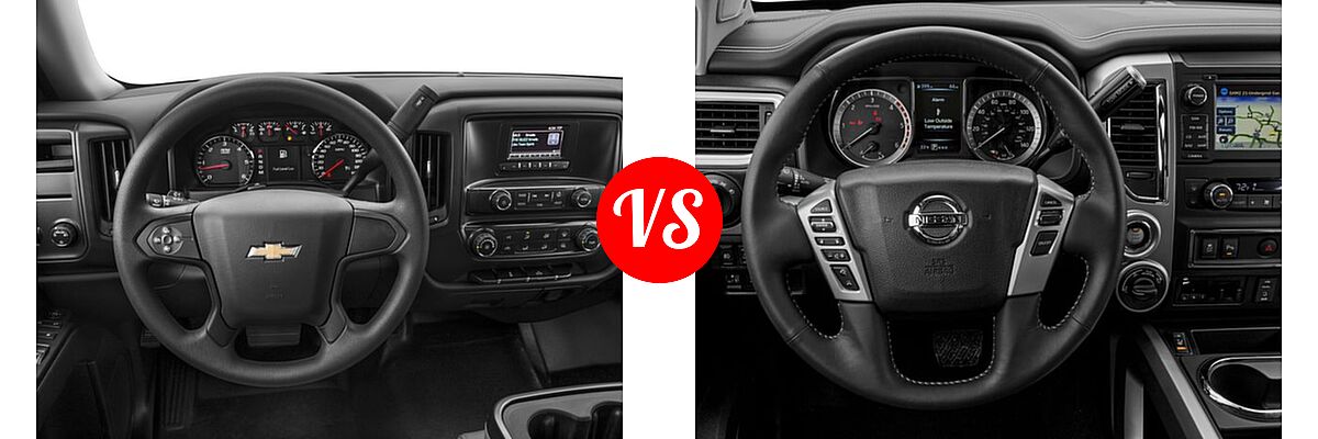 2016 Chevrolet Silverado 1500 Pickup Work Truck vs. 2016 Nissan Titan XD Pickup Diesel PRO-4X - Dashboard Comparison