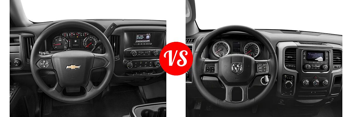 2016 Chevrolet Silverado 1500 Pickup Work Truck vs. 2016 Ram 1500 Pickup Tradesman - Dashboard Comparison