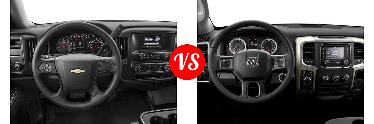2016 Chevrolet Silverado 1500 Pickup Work Truck vs. 2016 Ram 1500 Pickup Diesel HFE Express - Dashboard Comparison