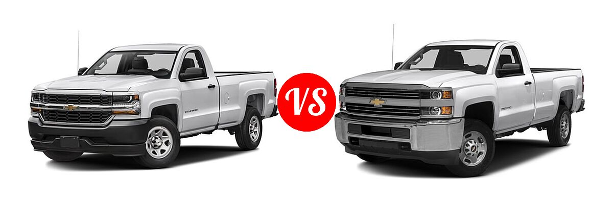 2016 Chevrolet Silverado 1500 Pickup Work Truck vs. 2016 Chevrolet Silverado 2500HD Pickup LT / Work Truck - Front Left Comparison