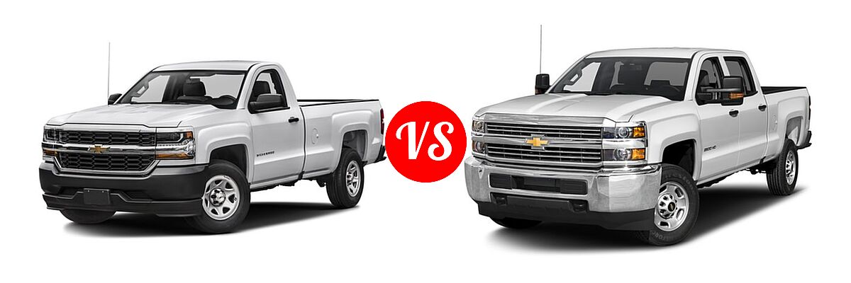 2016 Chevrolet Silverado 1500 Pickup Work Truck vs. 2016 Chevrolet Silverado 2500HD Pickup Work Truck - Front Left Comparison
