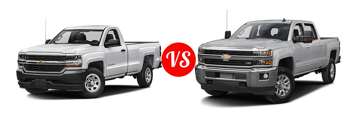 2016 Chevrolet Silverado 1500 Pickup Work Truck vs. 2016 Chevrolet Silverado 2500HD Pickup LT - Front Left Comparison