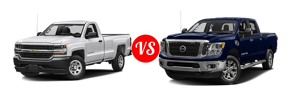 2016 Chevrolet Silverado 1500 Pickup Work Truck vs. 2016 Nissan Titan XD Pickup Diesel SV - Front Left Comparison