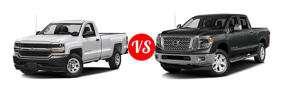 2016 Chevrolet Silverado 1500 Pickup Work Truck vs. 2016 Nissan Titan XD Pickup Diesel SL - Front Left Comparison